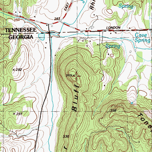 Topographic Map of Cedar Bluff, GA