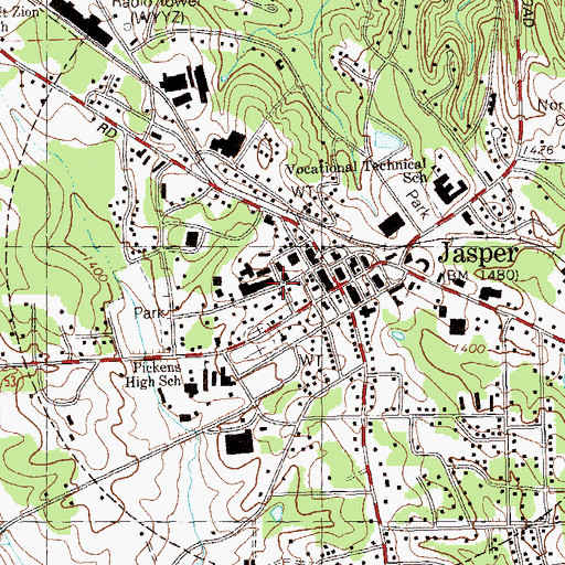 Topographic Map of Jasper School, GA