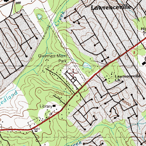 Topographic Map of Gwinnett Memorial Park, GA