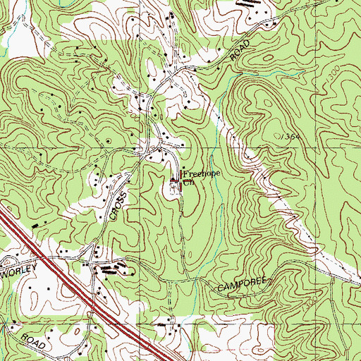 Topographic Map of Freehope Church, GA