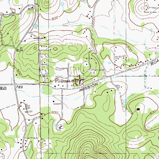 Topographic Map of Pleasant Hill Church, GA