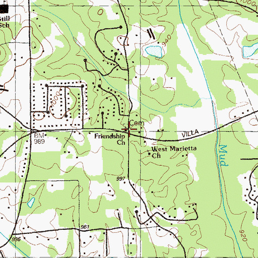 Topographic Map of Friendship Church, GA