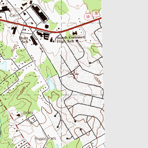 Topographic Map of Rawlins Cemetery, GA