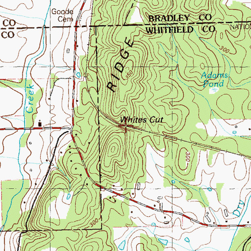Topographic Map of Whites Cut, GA