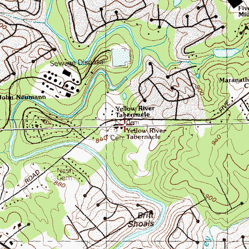 Topographic Map of Yellow River Baptist Tabernacle, GA