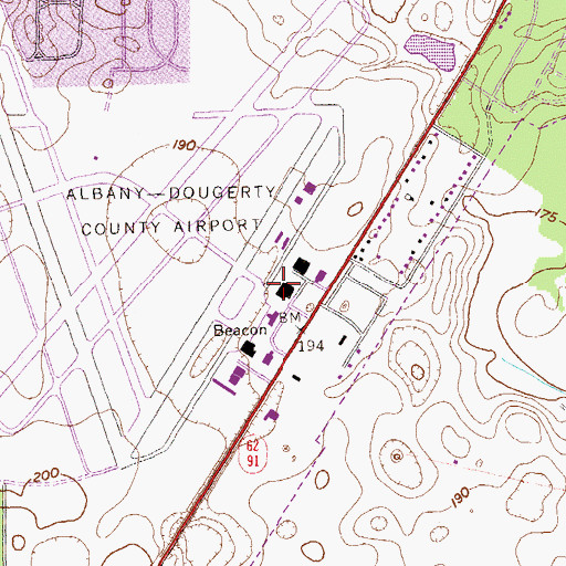 Topographic Map of Southwest Georgia Regional Airport, GA