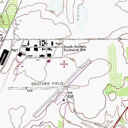 Topographic Map of Jimmy Carter Regional Airport, GA