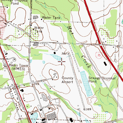 Topographic Map of Turner County Airport, GA