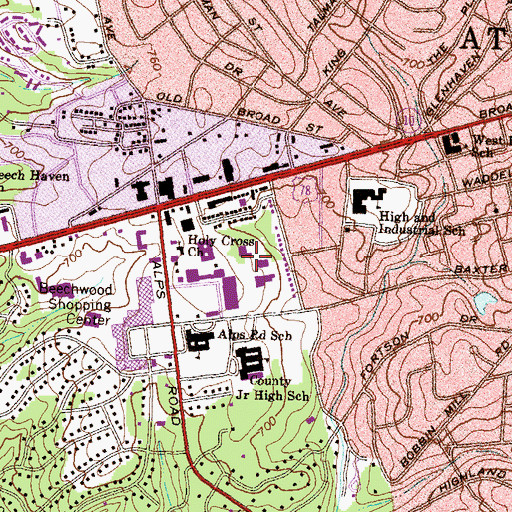 Topographic Map of Saint Marys Hospital Heliport, GA