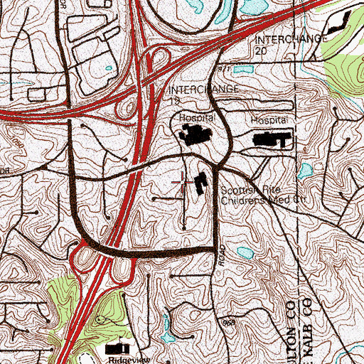 Topographic Map of Scottish Rite Childrens Hospital Heliport, GA