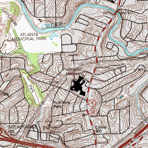 Topographic Map of Bridge Building Heliport, GA