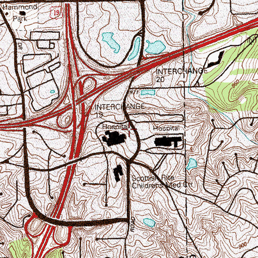 Topographic Map of Northside Hospital Heliport, GA