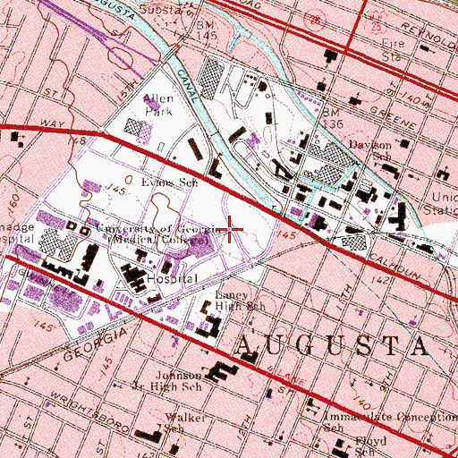 Topographic Map of University Hospital Heliport, GA