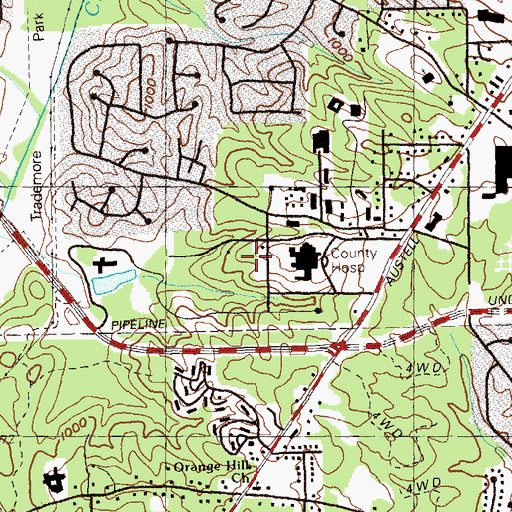 Topographic Map of Cobb General Hospital Heliport, GA