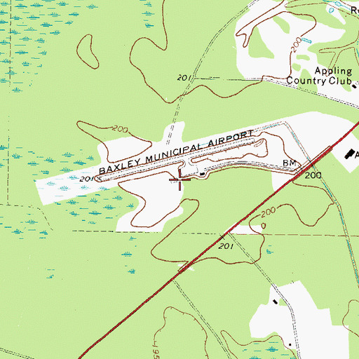 Topographic Map of Baxley Municipal Airport, GA