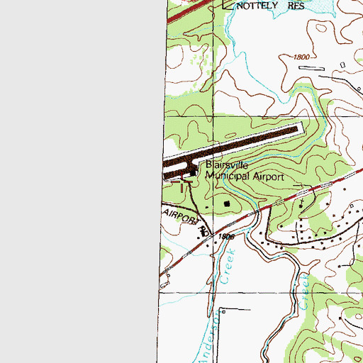 Topographic Map of Blairsville Airport, GA