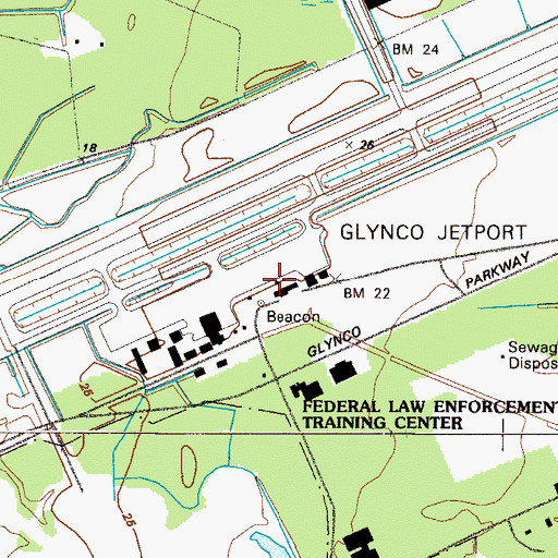 Topographic Map of Brunswick Golden Isles Airport, GA