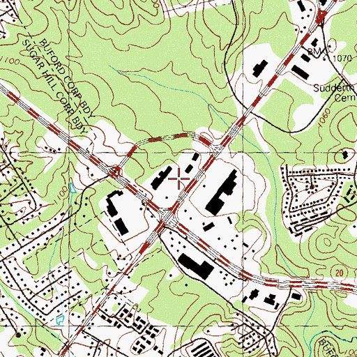 Topographic Map of Buford Precinct Heliport, GA