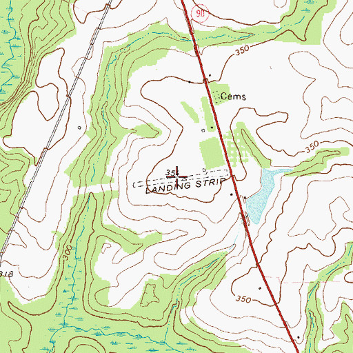 Topographic Map of Byromville Aerodrome, GA