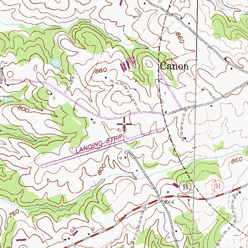 Topographic Map of Franklin County Airport, GA