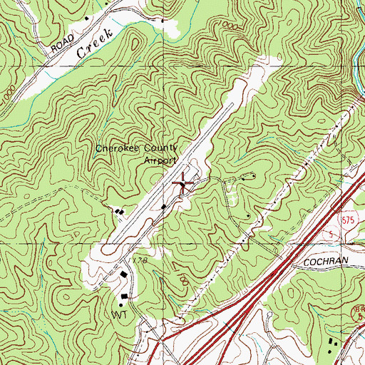 Topographic Map of Cherokee County Airport, GA