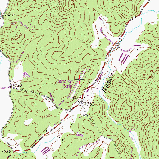 Topographic Map of King Sky Ranch Airport, GA