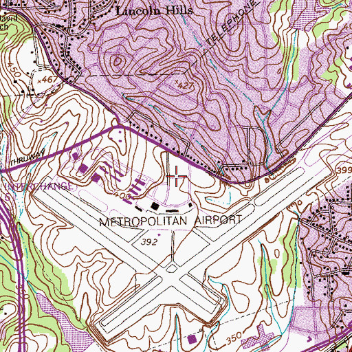 Topographic Map of Columbus Airport, GA