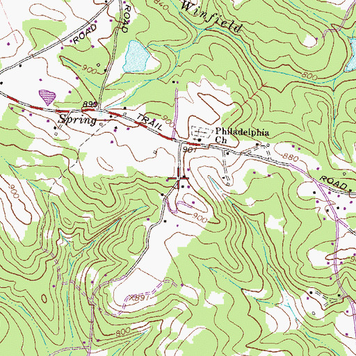 Topographic Map of Lola Landing Airport, GA