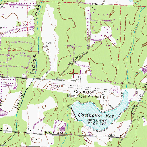 Topographic Map of Covington Municipal Airport, GA