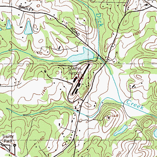 Topographic Map of Mathis Airport, GA