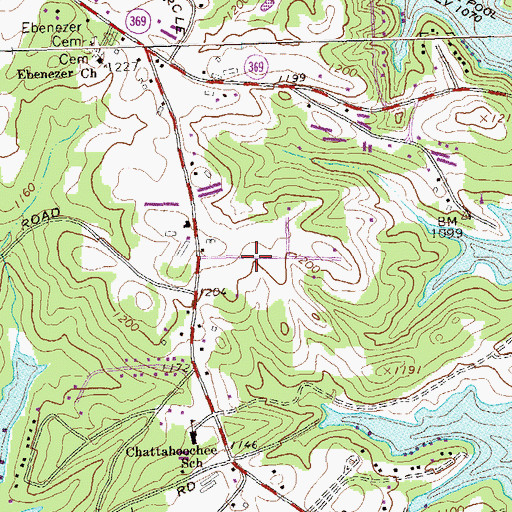 Topographic Map of Ebeneezer Airport, GA