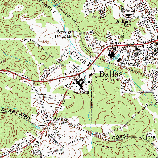 Topographic Map of Paulding Memorial Hospital Heliport, GA