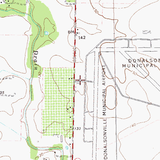 Topographic Map of Donalsonville Municipal Airport, GA