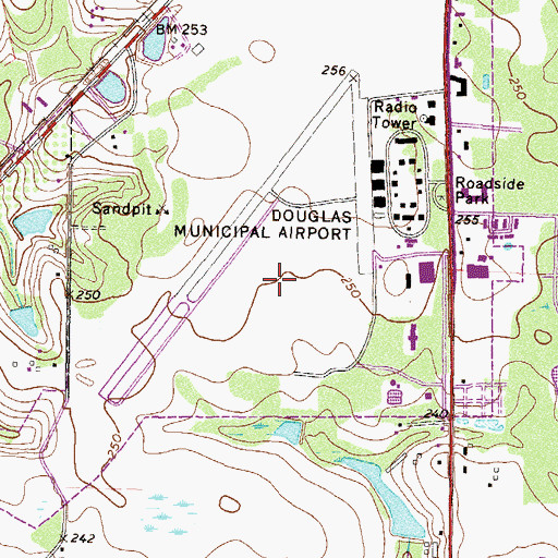 Topographic Map of Douglas Municipal Airport, GA