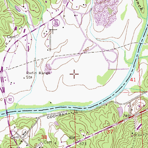 Topographic Map of Miller Farm Airport, GA