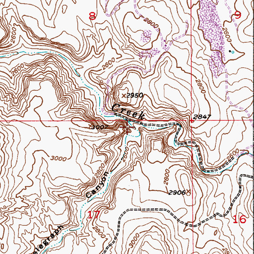 Topographic Map of Telegraph Canyon, AZ