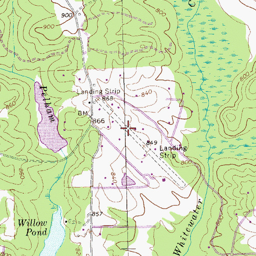 Topographic Map of Willow Pond Aviation Inc Airport, GA