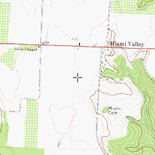 Topographic Map of Miami Valley Farm Airport, GA