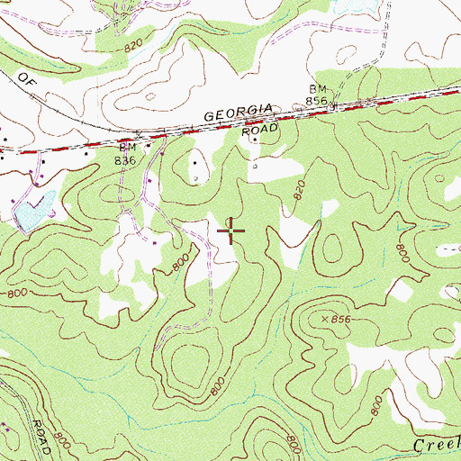 Topographic Map of Pinebrook Estates Airport, GA