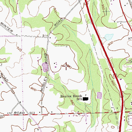 Topographic Map of Beaverbrook Aerodrome, GA