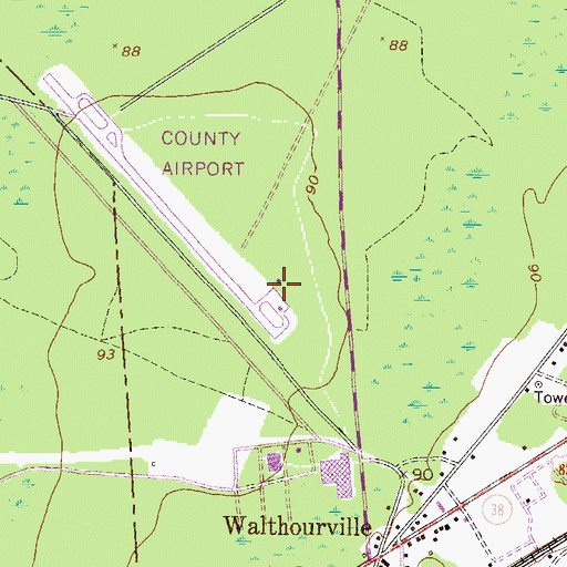 Topographic Map of Liberty County Airport (historical), GA