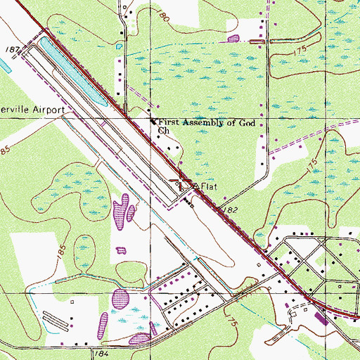 Topographic Map of Homerville Airport, GA