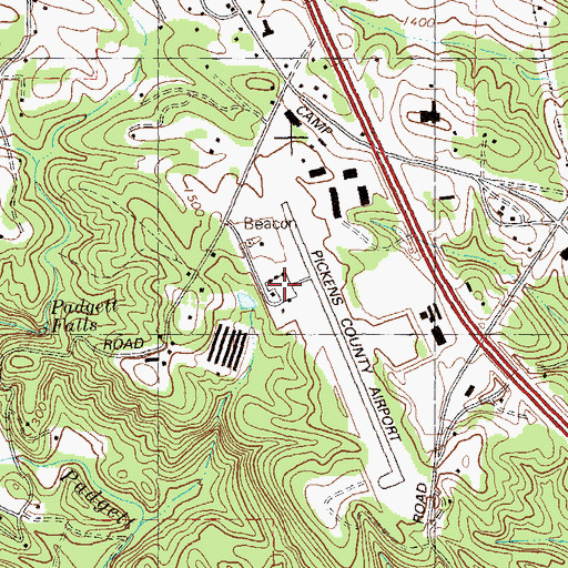 Topographic Map of Pickens County Airport, GA