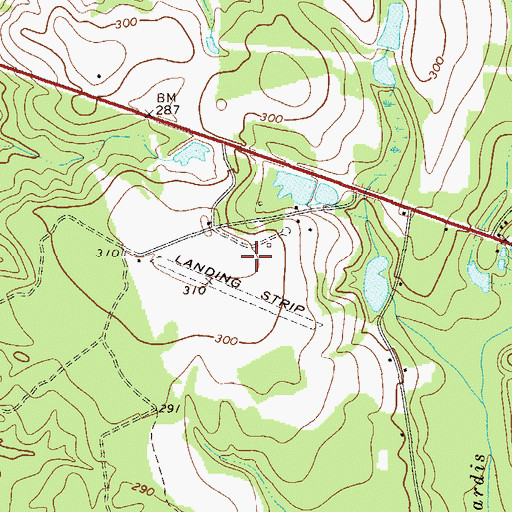 Topographic Map of Darla's Airport, GA