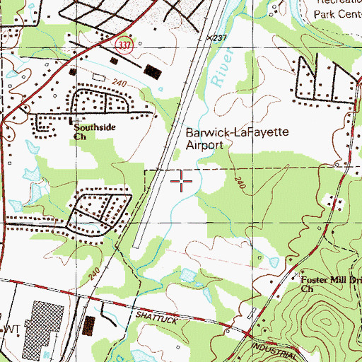 Topographic Map of Barwick Lafayette Airport, GA
