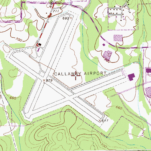 Topographic Map of Lagrange-Callaway Airport, GA