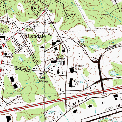 Topographic Map of County Police Heliport, GA