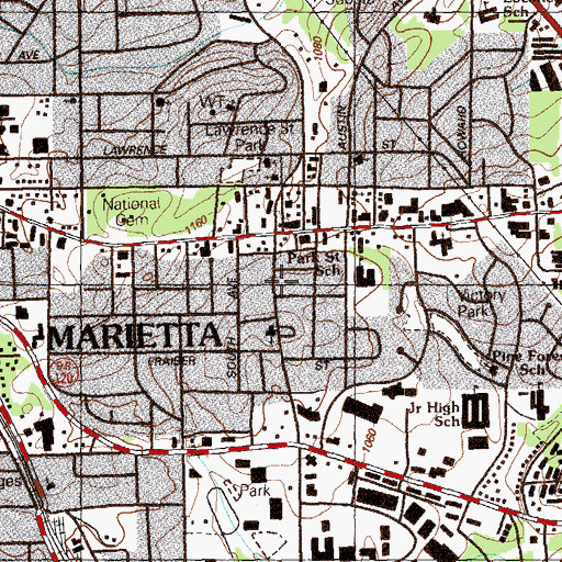 Topographic Map of Metro Heliport, GA