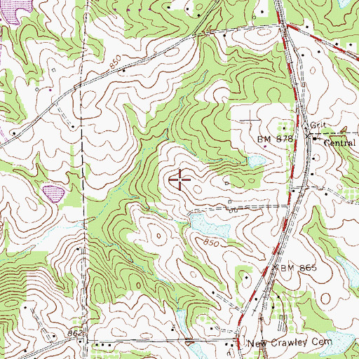 Topographic Map of Toland Airport, GA