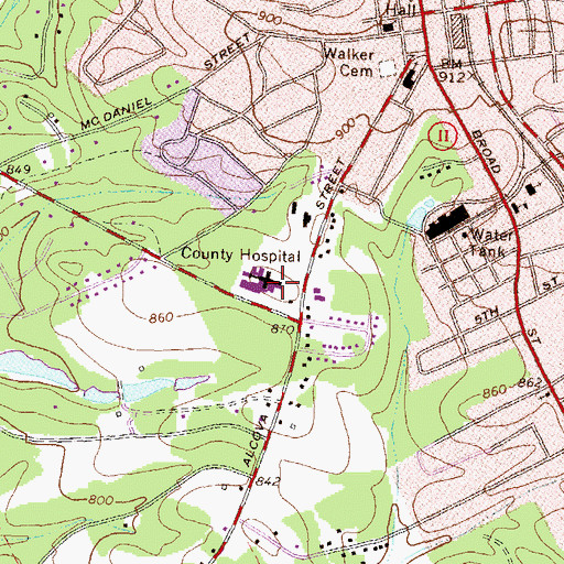 Topographic Map of Walton County Hospital Heliport, GA